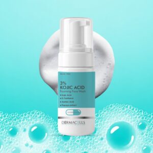 DERMACELLS 5% Kojic Acid Foaming Face Wash 100ml | Niacinamide & Alpha Arbutin Face Cleanser for Dark Spots, Pigmentation & Bright Skin